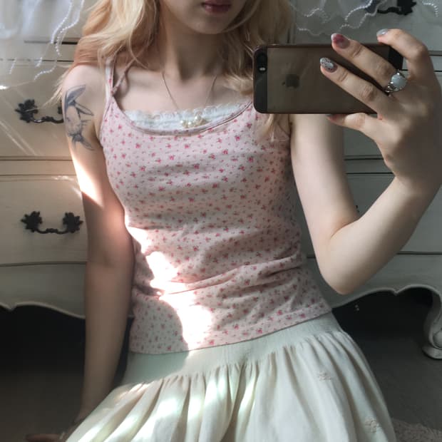 jpn vintage pink flower halter sleeveles
