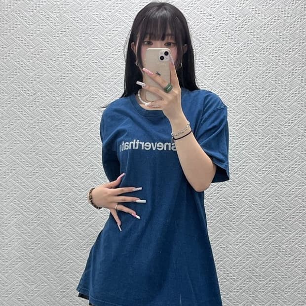 디스이즈네버댓 올드스쿨 레트로 빈티지 딥블루 반팔티 L C13185