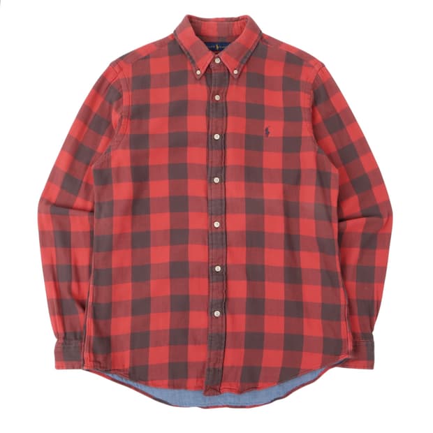 폴로 랄프로렌 QR 플란넬 체크 클래식핏 인디고 셔츠