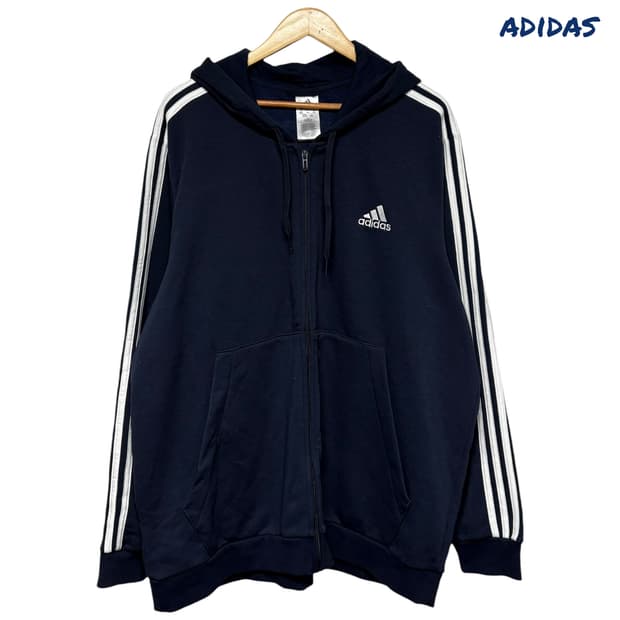 3809 아디다스 네이비 삼선 후드집업