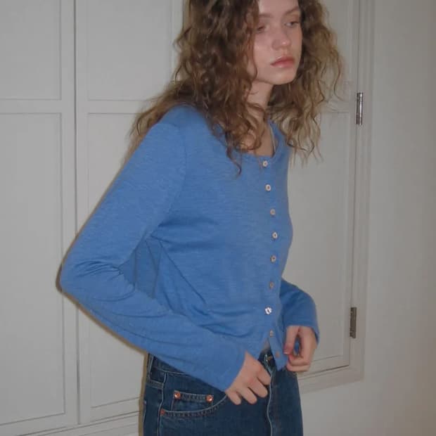 헤더먼트 슬럽 가디건 블루