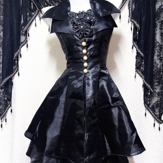 로맨틱고딕 고스펑크 미사 세라 레이스업 코르셋드레스 새틴원피스 공겜 핀터