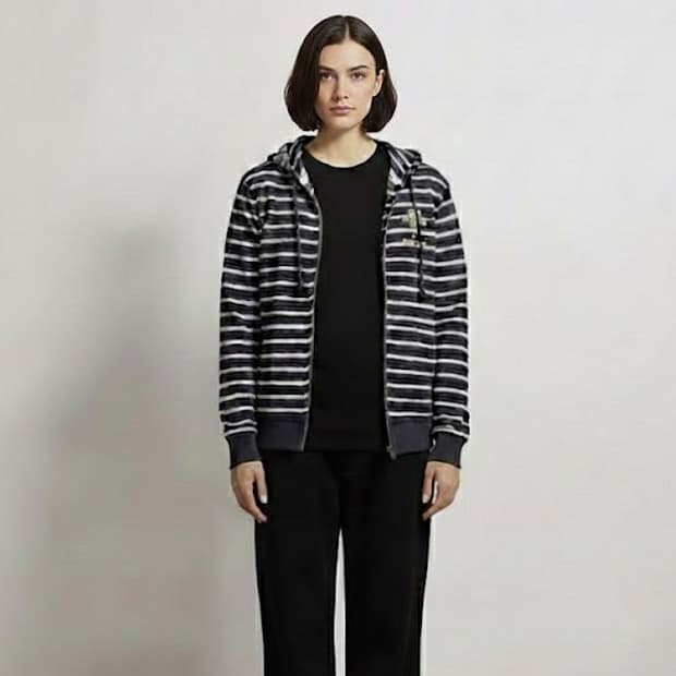 TOMMY HILFIGER 스트라이프 후드 집업 size M