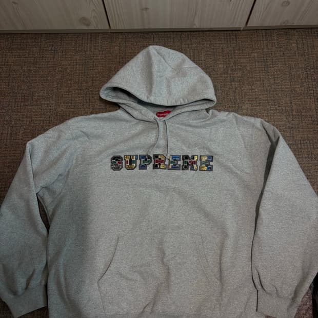 2XL - 슈프림 컬리지에이트 패치워크 후드 헤더 그레이