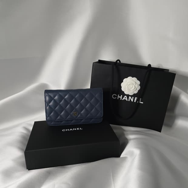 샤넬 woc 케비어 네이비 금장