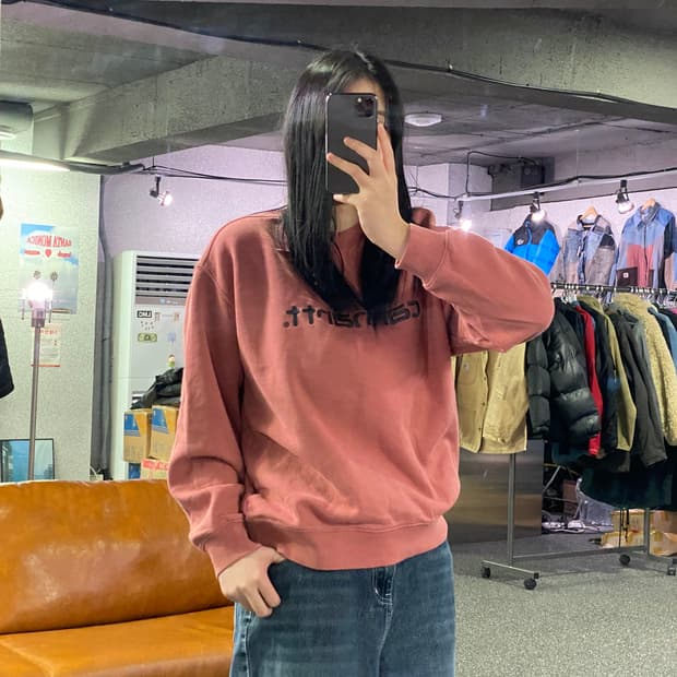 칼하트 빅로고 인디핑크 스웨트셔츠 맨투맨 B4075