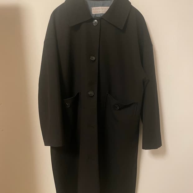 블랙 싱글버튼 롱코트