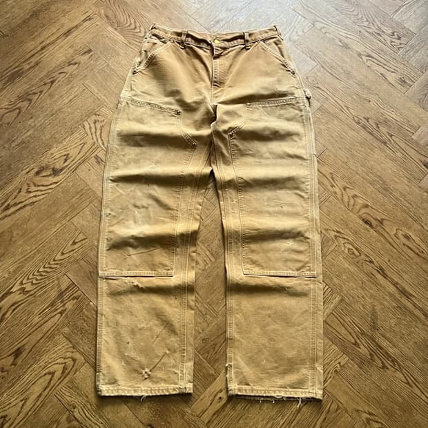 [34]칼하트 Made in USA 더티워싱 브라운 더블니 워크 팬츠