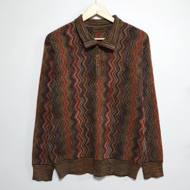 100 MASSIMO 마시모 지그재그 울 니트 카라니트 멀