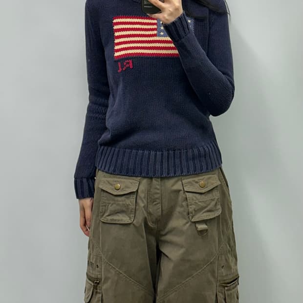 폴로 라프로렌 신형 성조기 네이비 니트