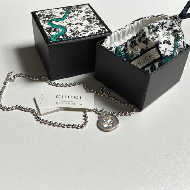 구찌 G 인터로킹 볼체인 목걸이 풀박스 925 (정가 70만원대)
