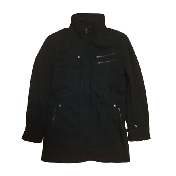 모시모 퀼팅 블랙 롱라이더 자켓