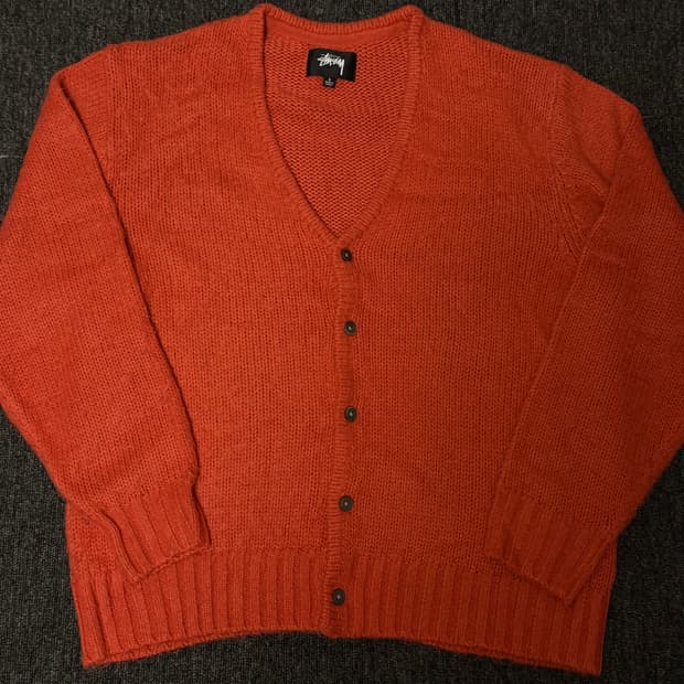 [L] 스투시 브러쉬드 가디건 오렌지