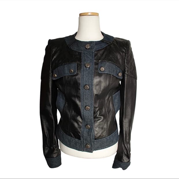 제시뉴욕 블랙 램스킨 데님 트림 자켓 44,55