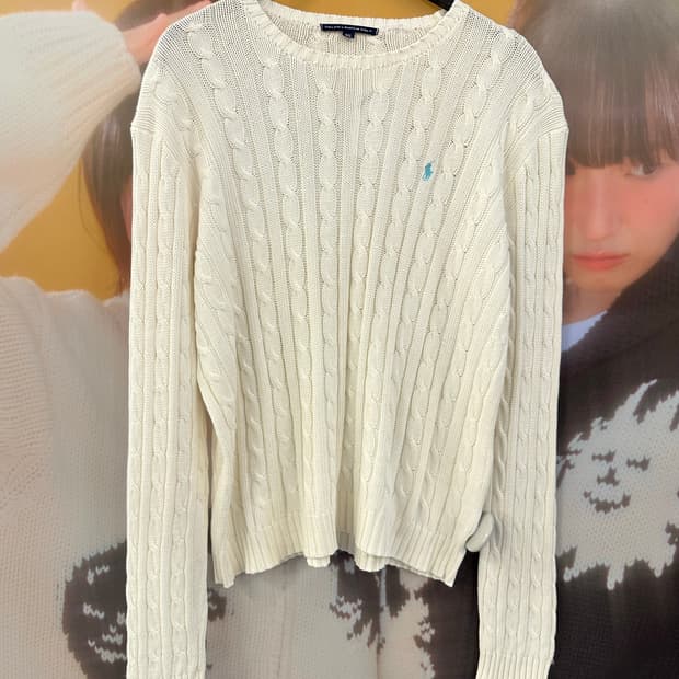 POLO 폴로 아이보리 케이블니트