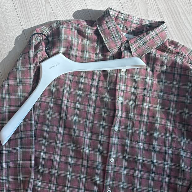 [2회착] 유니온블루 체크셔츠 핑크 m 품절상품