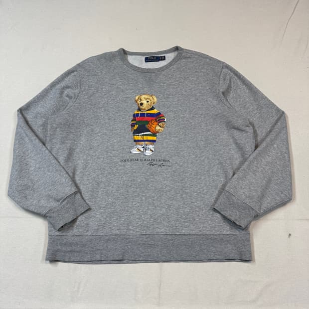 XL) 폴로 랄프로렌 베어 맨투맨 그레이