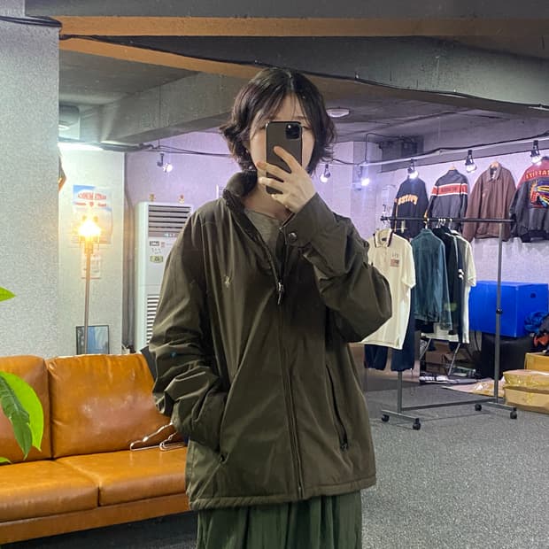 폴로 랄프로렌 히든 후디드 카키 폴리쉘 자켓 B5483