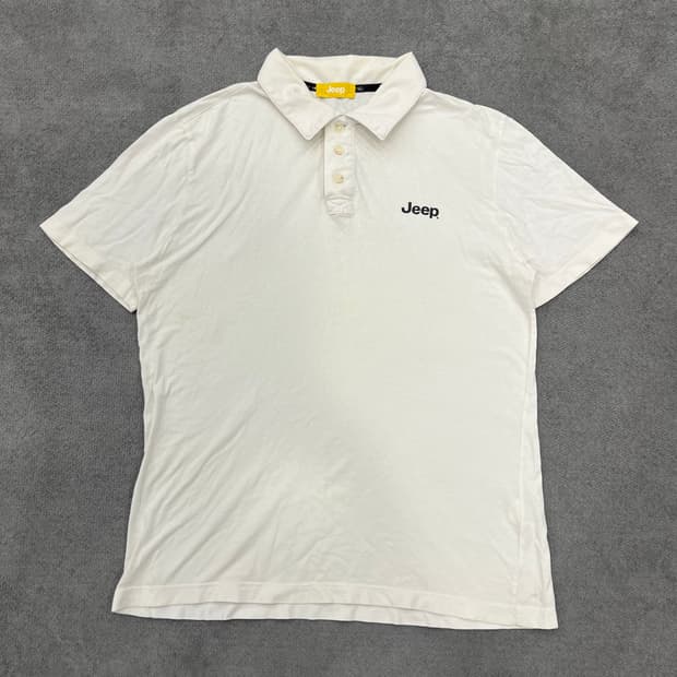 XL 지프 화이트 반팔 카라티셔츠