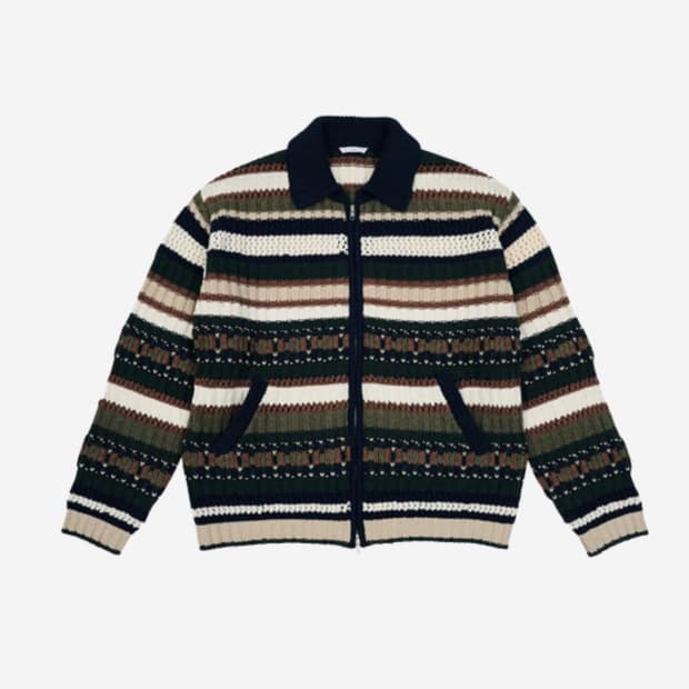 [L] STU 멀티 카라 집업 니트 스웨터