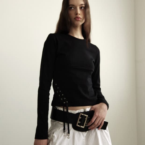 Wsc archive Eyelet T-shirt 001(Black)