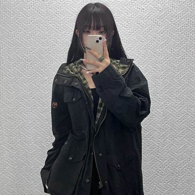 폴로 랄프로렌 빈티지 사파리 트러커 타탄체크 야상 자켓 L C10359