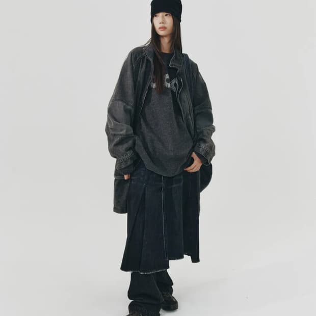 999휴머니티 오버사이즈 데님 피쉬테일 자켓