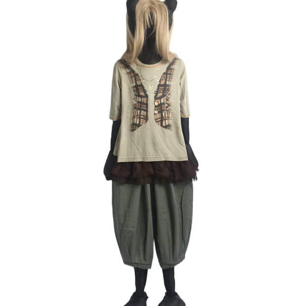 Balloon khaki pintuck pants