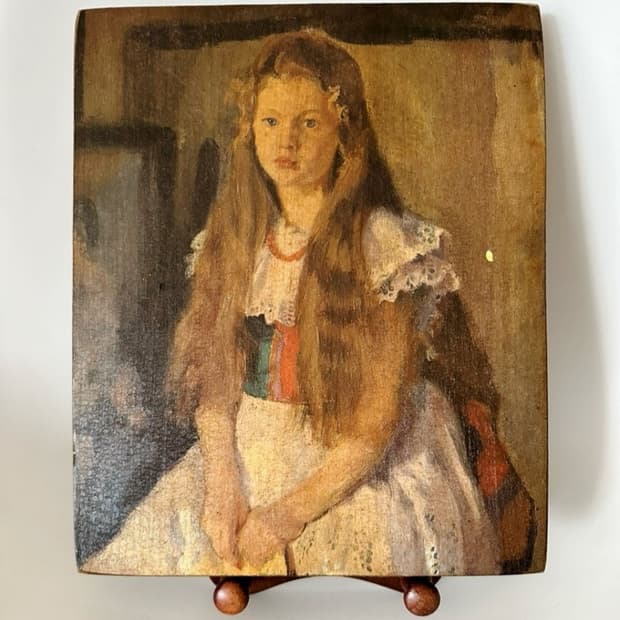 (독일 엔틱)50~60년대 독일 유화 나무 프린팅 액자