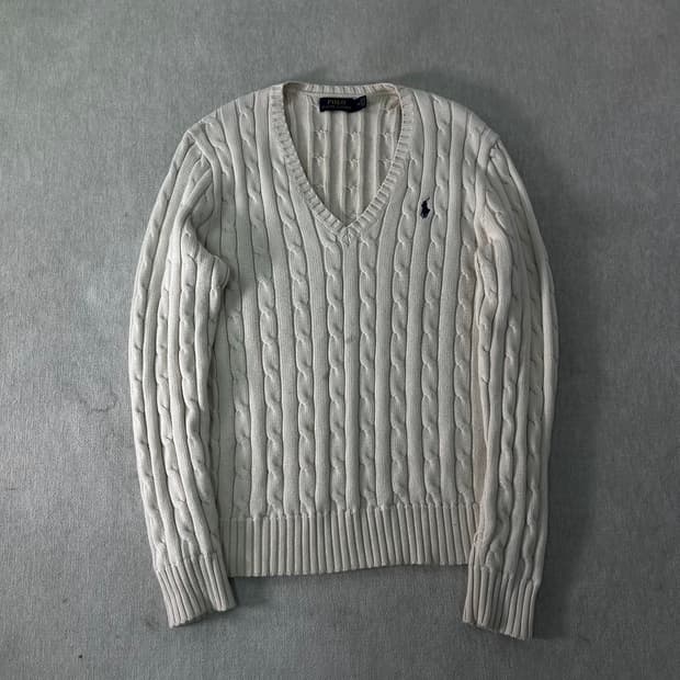 W95 폴로랄프로렌 브이넥 꽈배기 니트