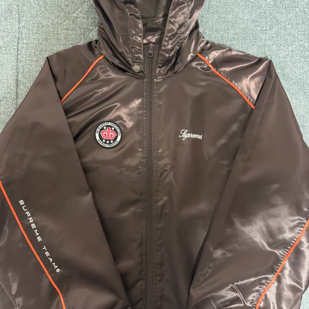 (S)슈프림 사틴 후드 트랙자켓 브라운