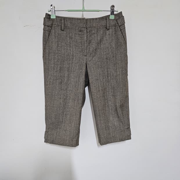 크로커다일 반짝이 그레이체크 7부모바지  27 새거수준