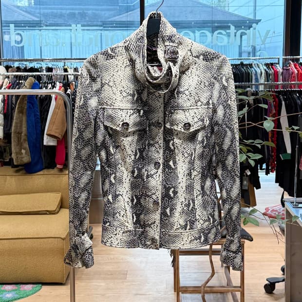 비비안 웨스트우드 옐로우 스네이크스킨 프린팅 램스킨 자켓 