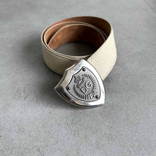 돌체앤가바나 실드 버클 레더 벨트