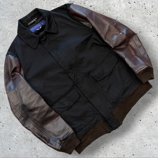 [S] 16s 꼼데가르송 준야와타나베 레더 코튼 블랙 자켓 D889