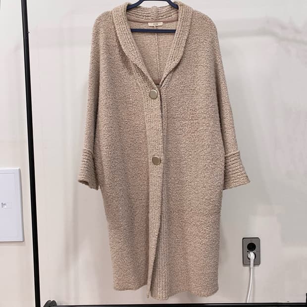 한섬 시스템 부클 울 롱 가디건