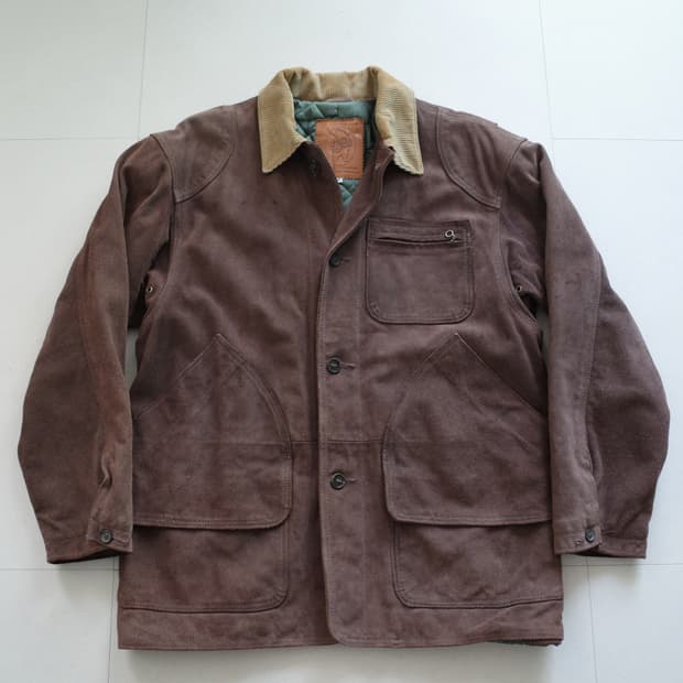 90s 골든베어 스웨이드 헌팅 자켓 코듀로이 카라 Made In USA