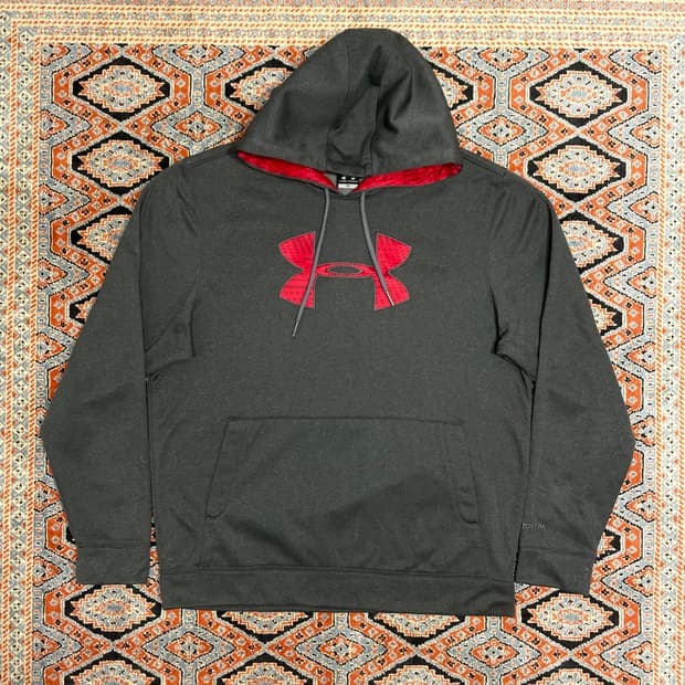 언더아머 시그니처로고 차콜 그레이 기모 후드티셔츠 남성XL