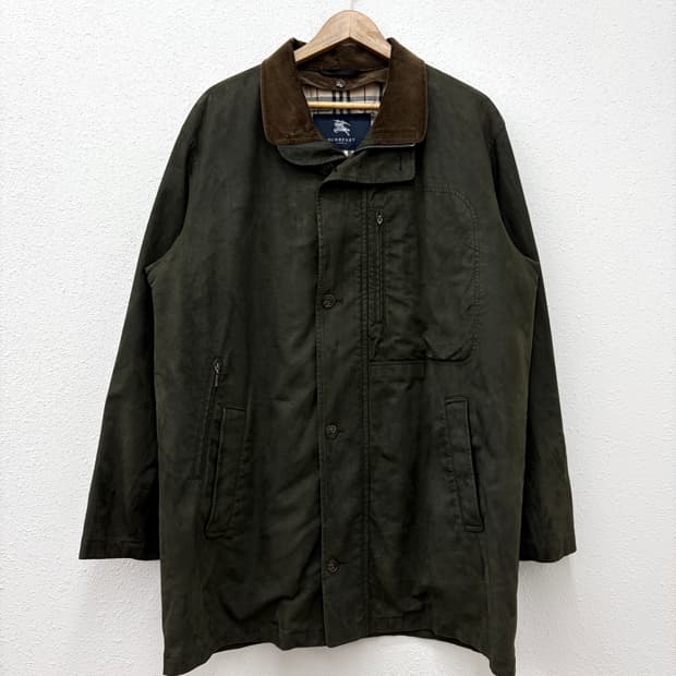 버버리 런던 체크 안감 코듀로이 카라 자켓