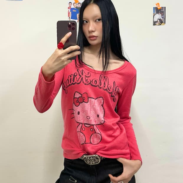  Hello Kitty Cubic Pink Long-Sleeved 
