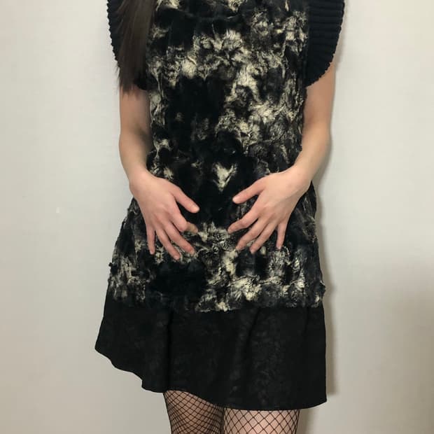 빈티지 마블 패턴 퍼 니트