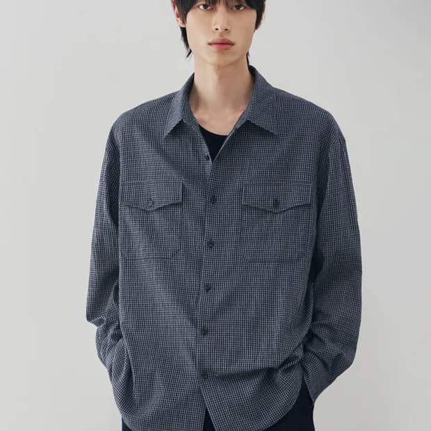 드로우핏 써머 에디 투포켓 시어서커 체크 셔츠 [NAVY] 