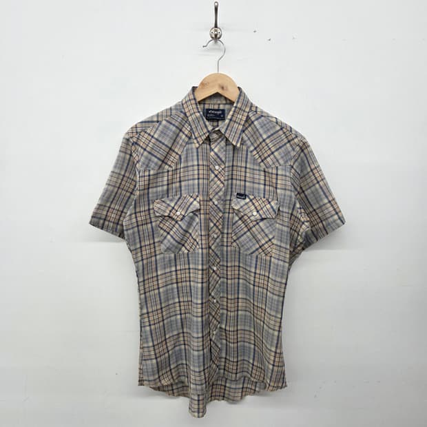 랭글러 체크 반팔 웨스턴 셔츠 여m