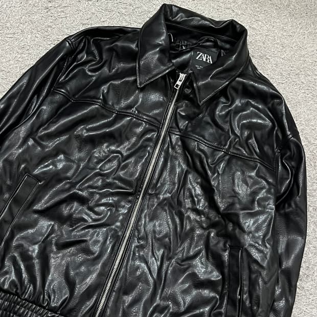 [우먼100] 자라 레더 블루종