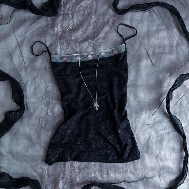 Floral Beaded Glitter Sleeveless 0181