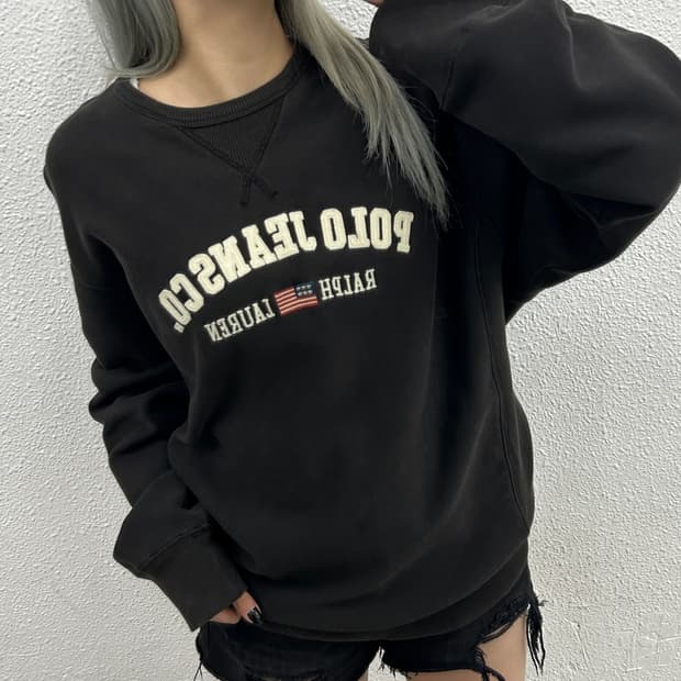 폴로 랄프로렌 usa 성조기 센터로고 차콜 맨투맨 XL