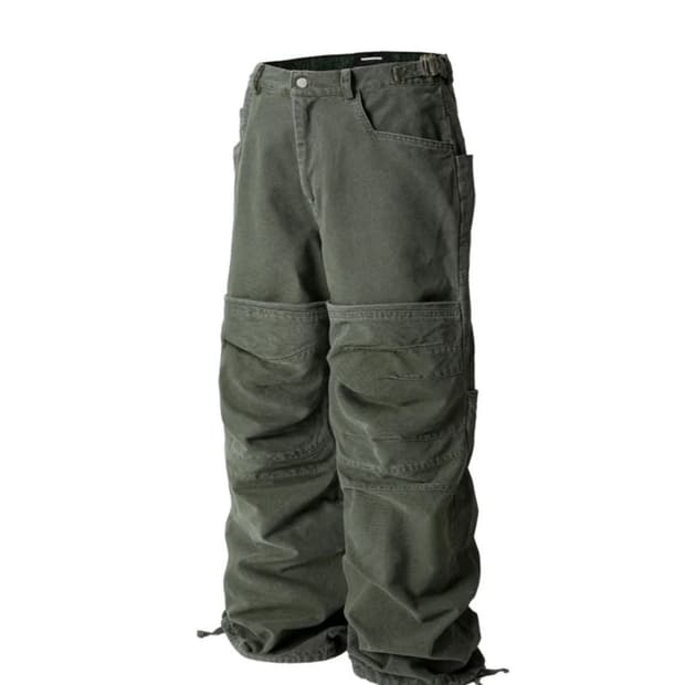 로어링라드 워시드 플립 니 팬츠 카키 L