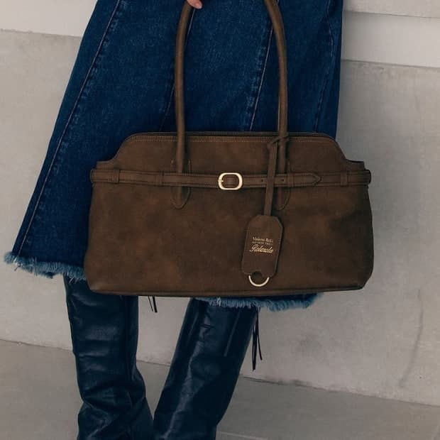 로라로라 buckle tote bag brown