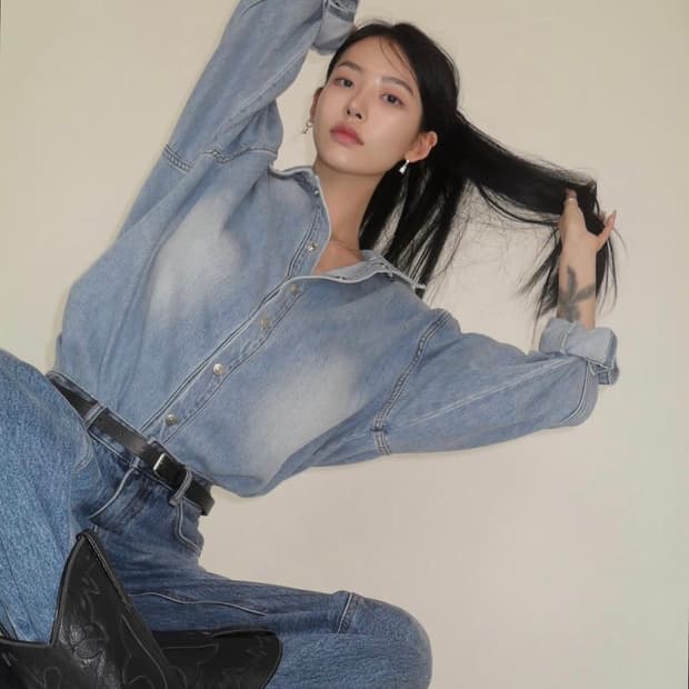 페일제이드 빈티지 데님 오버사이즈 셔츠 파인체리