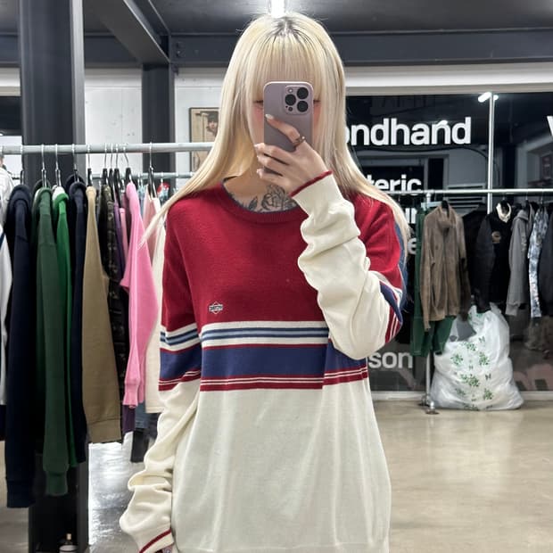 히스테릭글래머 스트라이프 니트 슬리브